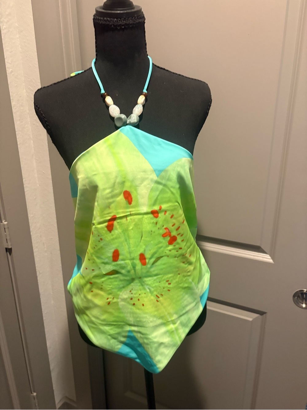 Lime & Turquoise Halter Scarf Camisole